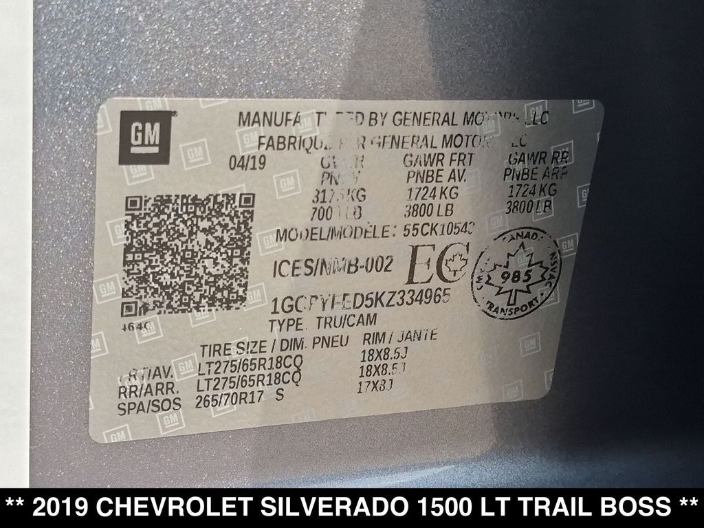 2019 Chevrolet Silverado 1500 LT Trail Boss