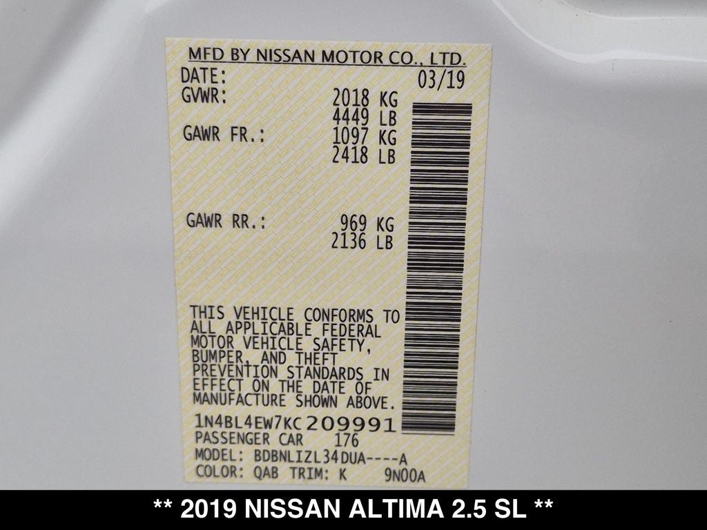 2019 Nissan Altima 2.5 SL