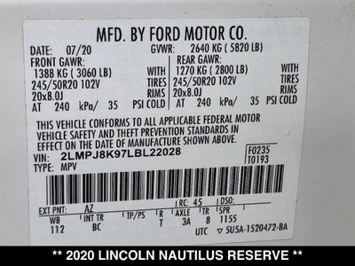 2020 Lincoln Nautilus Reserve