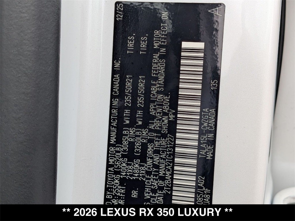 2026 Lexus RX 350 Luxury