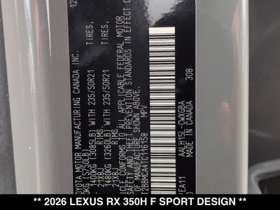 2026 Lexus RX 350h
