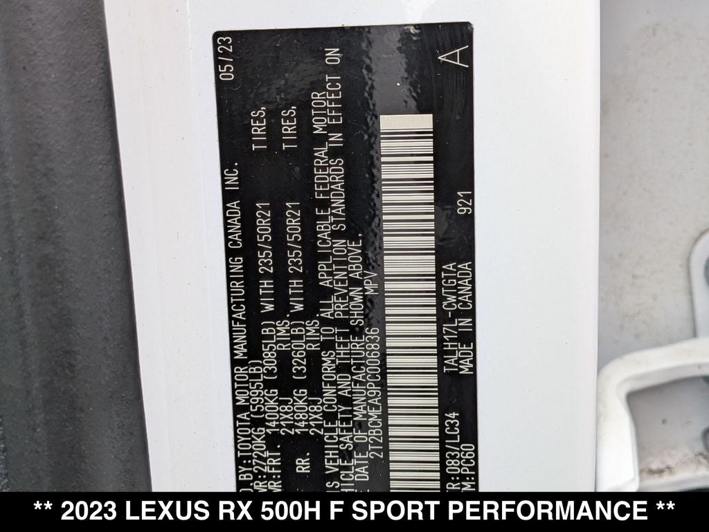 2023 Lexus RX 500h F SPORT Performance