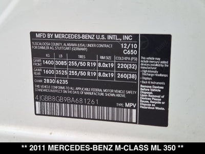 2011 Mercedes-Benz M-Class ML 350 4MATIC®