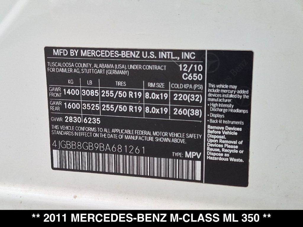 2011 Mercedes-Benz M-Class ML 350 4MATIC®