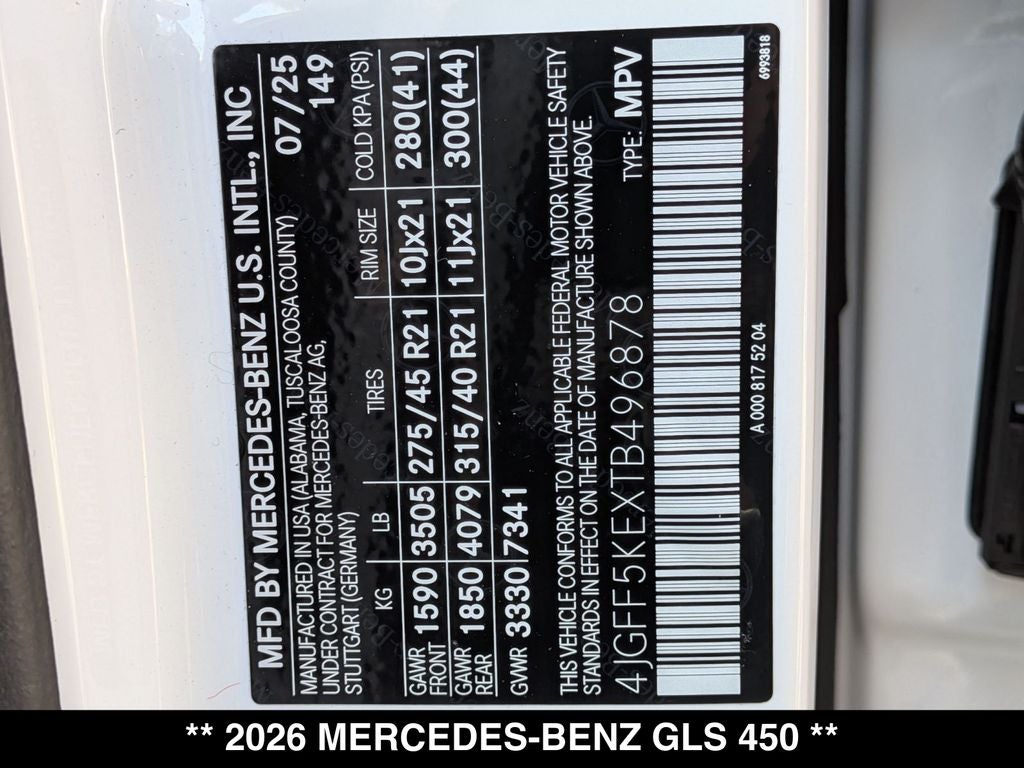 2026 Mercedes-Benz GLS GLS 450 4MATIC®