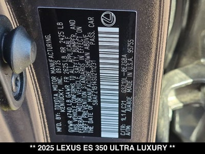 2025 Lexus ES 350 Ultra Luxury