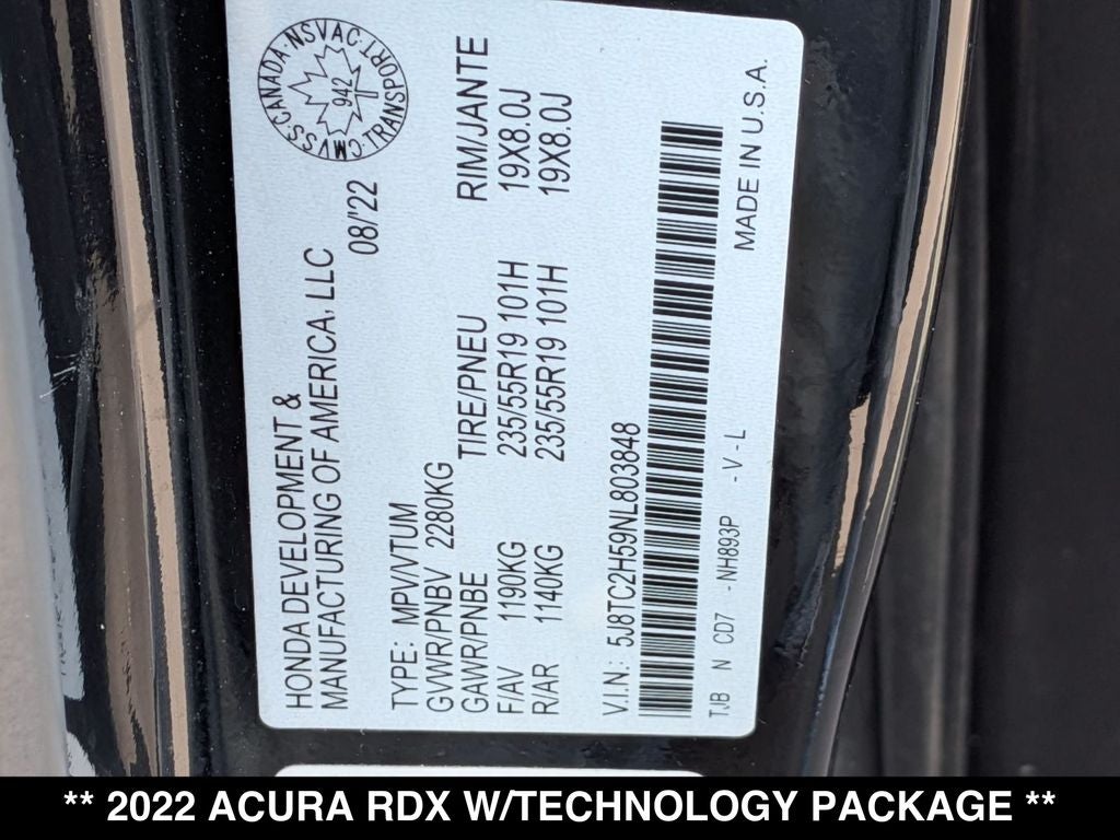 2022 Acura RDX Technology Package SH-AWD