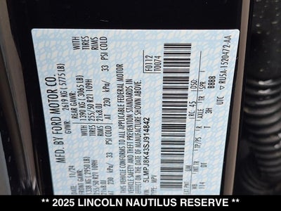 2025 Lincoln Nautilus Reserve