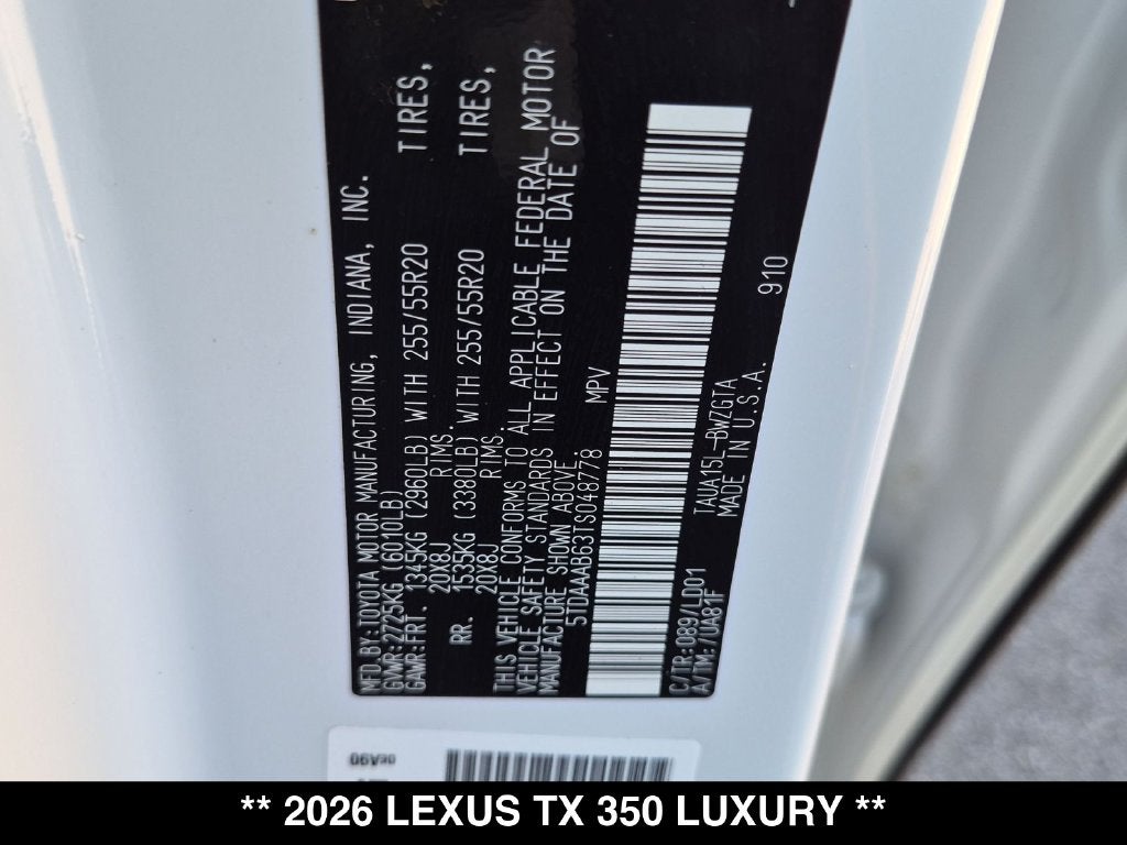 2026 Lexus TX 350 Luxury