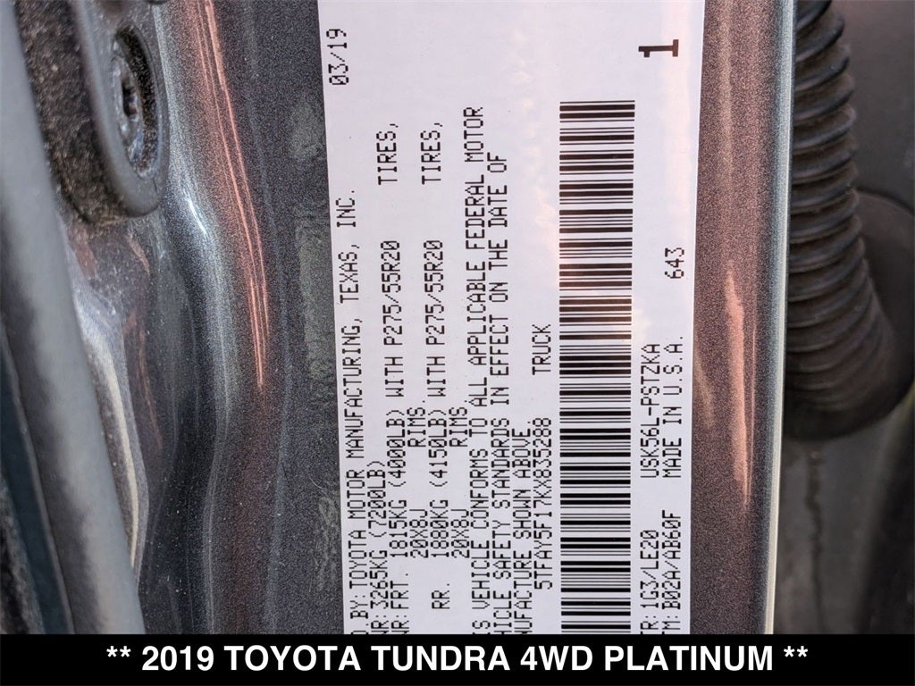 2019 Toyota Tundra Platinum 5.7L V8