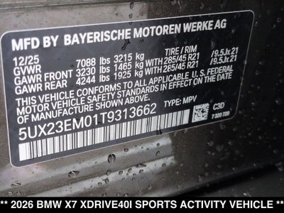 2026 BMW X7 xDrive40i