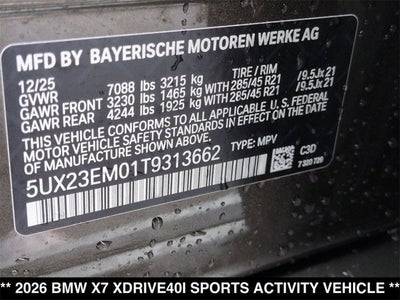 2026 BMW X7 xDrive40i