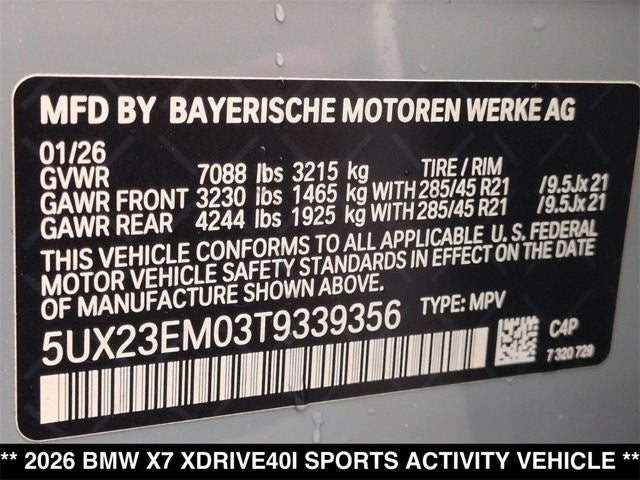 2026 BMW X7 xDrive40i