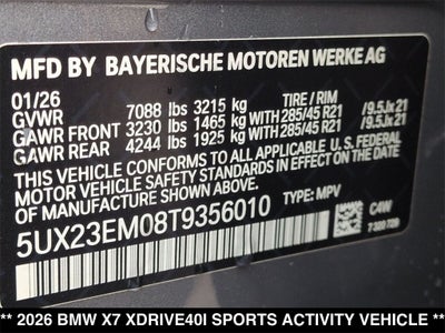 2026 BMW X7 xDrive40i