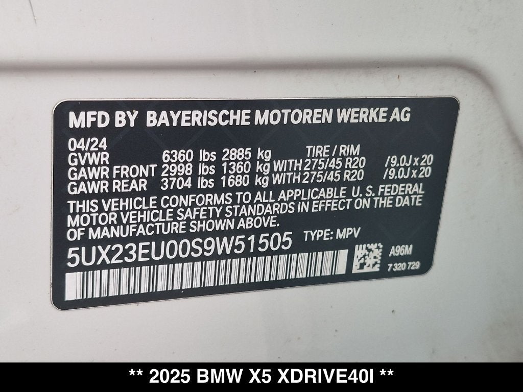 2025 BMW X5 xDrive40i
