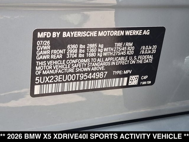 2026 BMW X5 xDrive40i