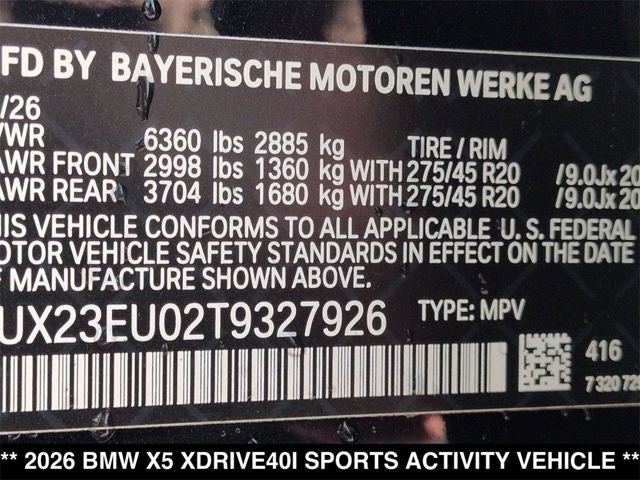 2026 BMW X5 xDrive40i
