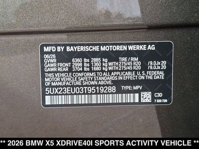 2026 BMW X5 xDrive40i