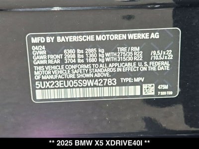 2025 BMW X5 xDrive40i M Sport Package