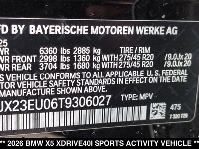 2026 BMW X5 xDrive40i