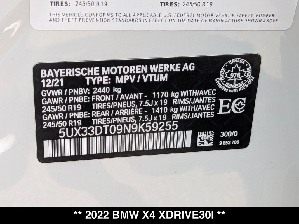 2022 BMW X4 xDrive30i M Sport