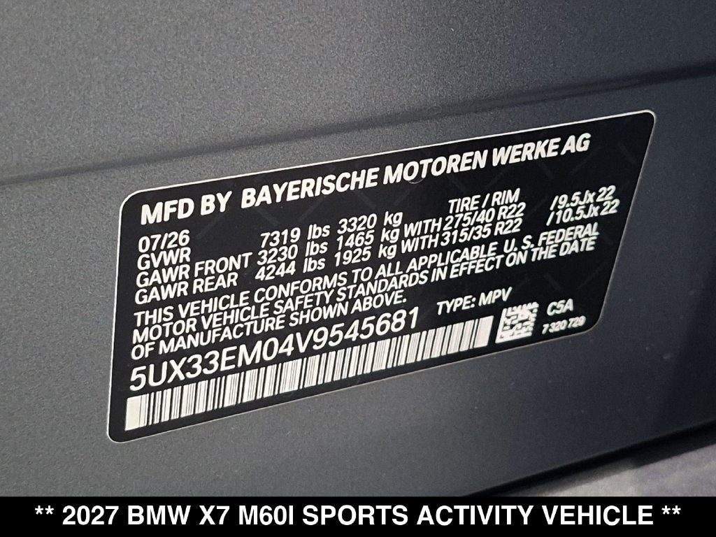 2027 BMW X7 M60i