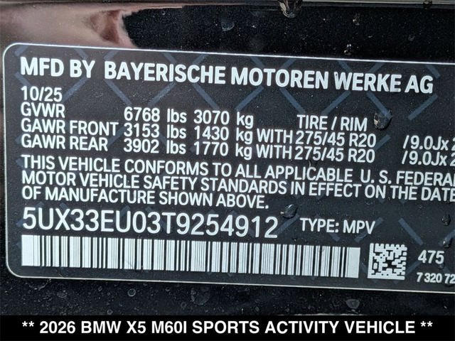 2026 BMW X5 M60i