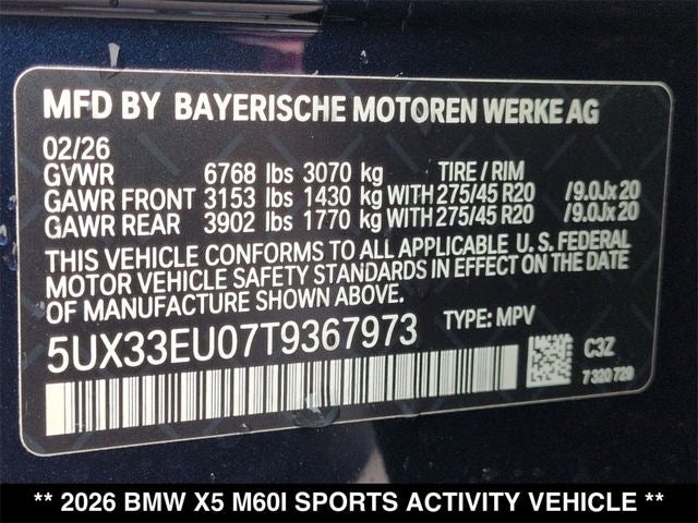 2026 BMW X5 M60i