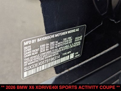 2026 BMW X6 xDrive40i