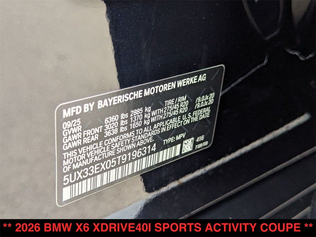 2026 BMW X6 xDrive40i