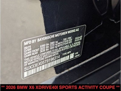 2026 BMW X6 xDrive40i