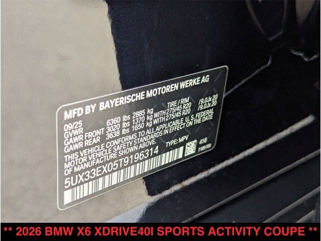 2026 BMW X6 xDrive40i