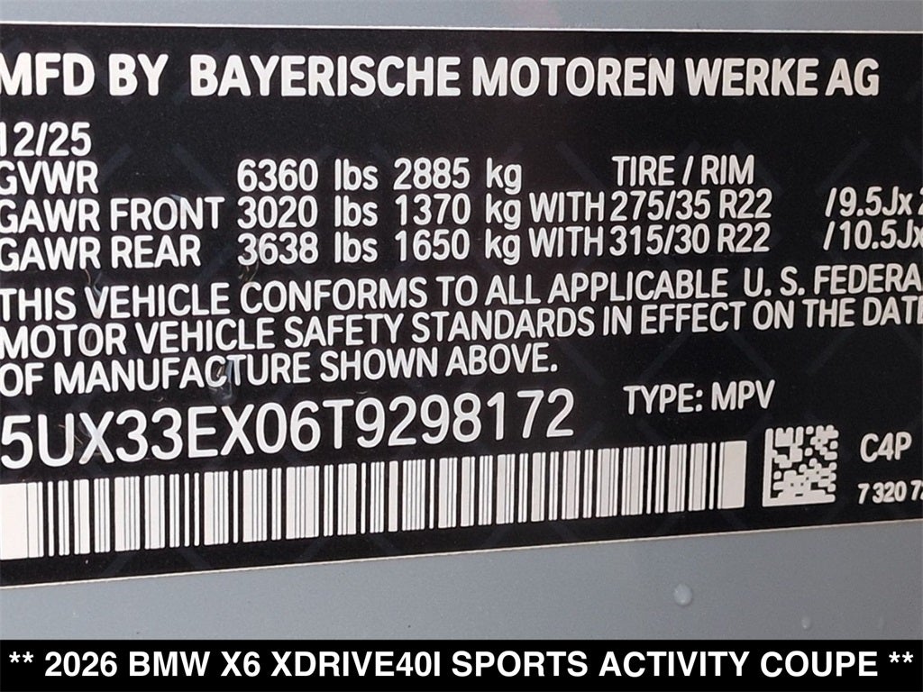2026 BMW X6 xDrive40i