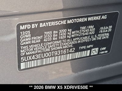 2026 BMW X5 xDrive50e