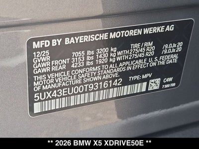 2026 BMW X5 xDrive50e