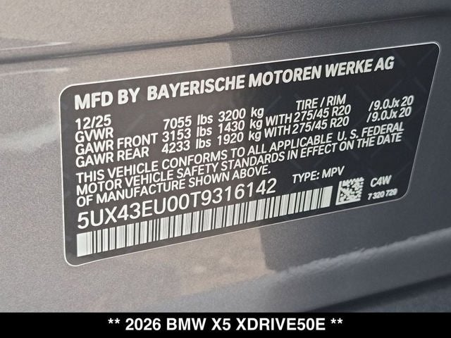 2026 BMW X5 xDrive50e