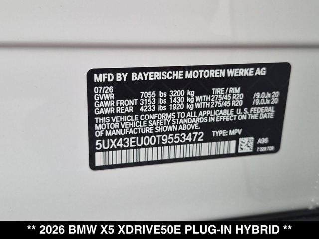 2026 BMW X5 xDrive50e