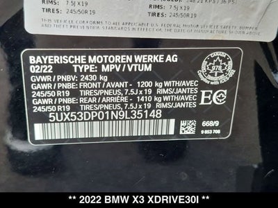 2022 BMW X3 xDrive30i