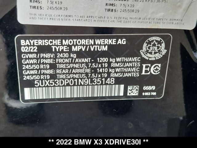 2022 BMW X3 xDrive30i