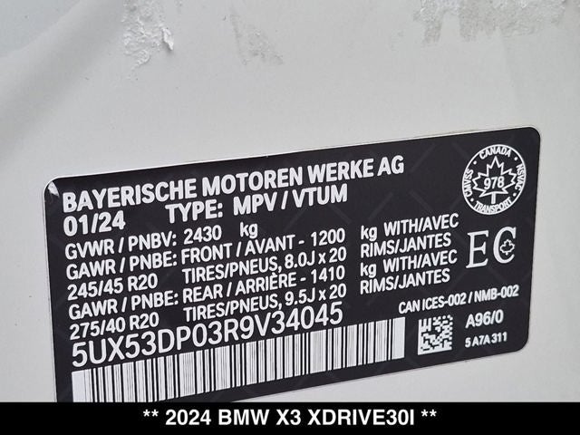 2024 BMW X3 xDrive30i M Sport
