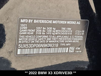 2022 BMW X3 xDrive30i