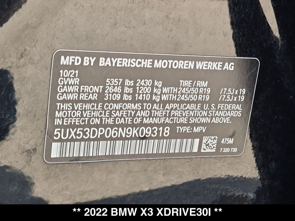 2022 BMW X3 xDrive30i
