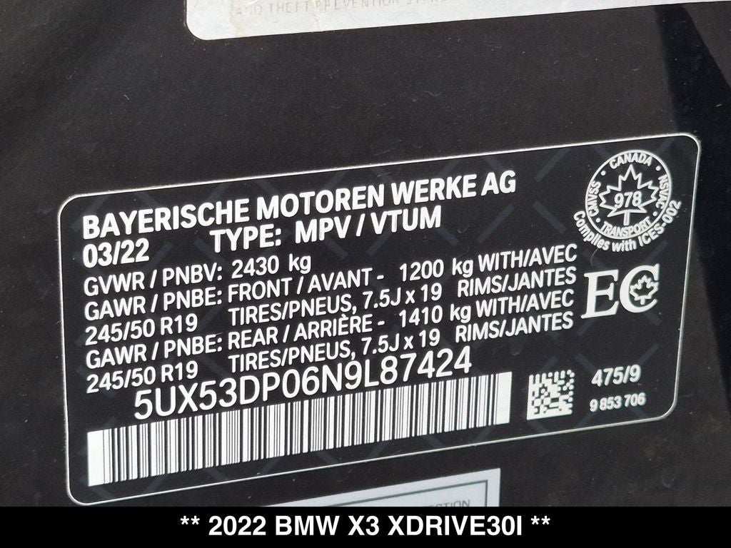 2022 BMW X3 xDrive30i