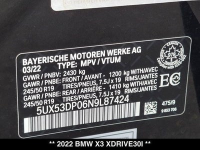 2022 BMW X3 xDrive30i