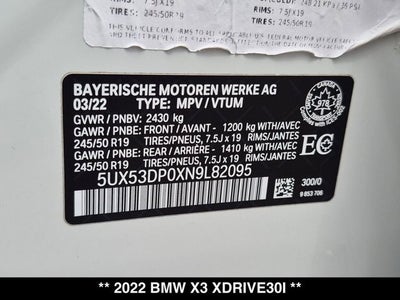 2022 BMW X3 xDrive30i