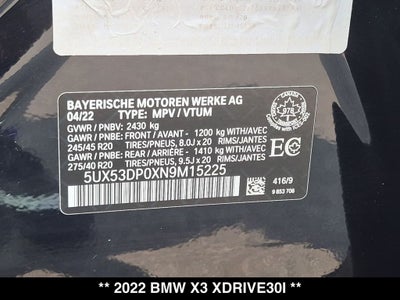 2022 BMW X3 xDrive30i M Sport