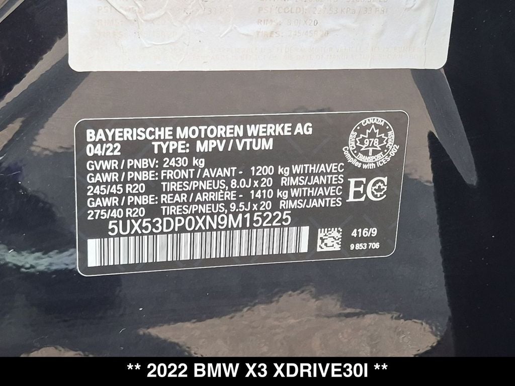 2022 BMW X3 xDrive30i M Sport