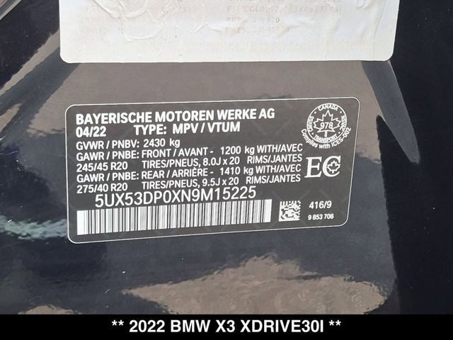 2022 BMW X3 xDrive30i M Sport