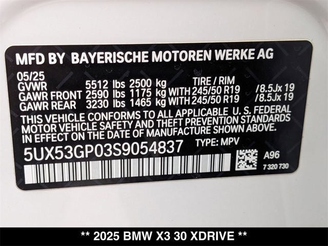 2025 BMW X3 30 xDrive