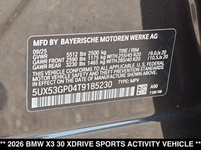 2026 BMW X3 30 xDrive